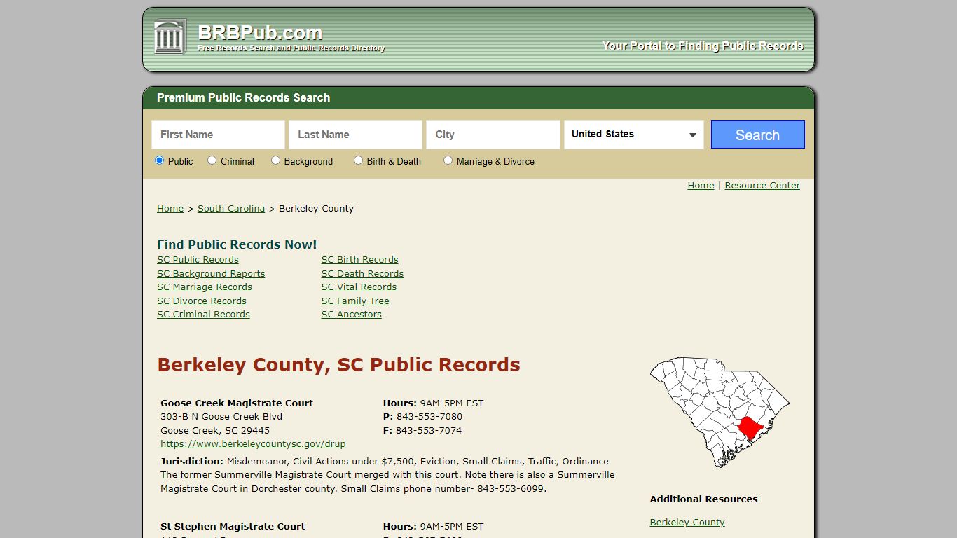 Berkeley County Public Records | Search South Carolina Government Databases